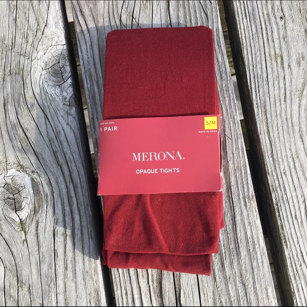 - Merona S/M Red Opaque Tights! NEW!
